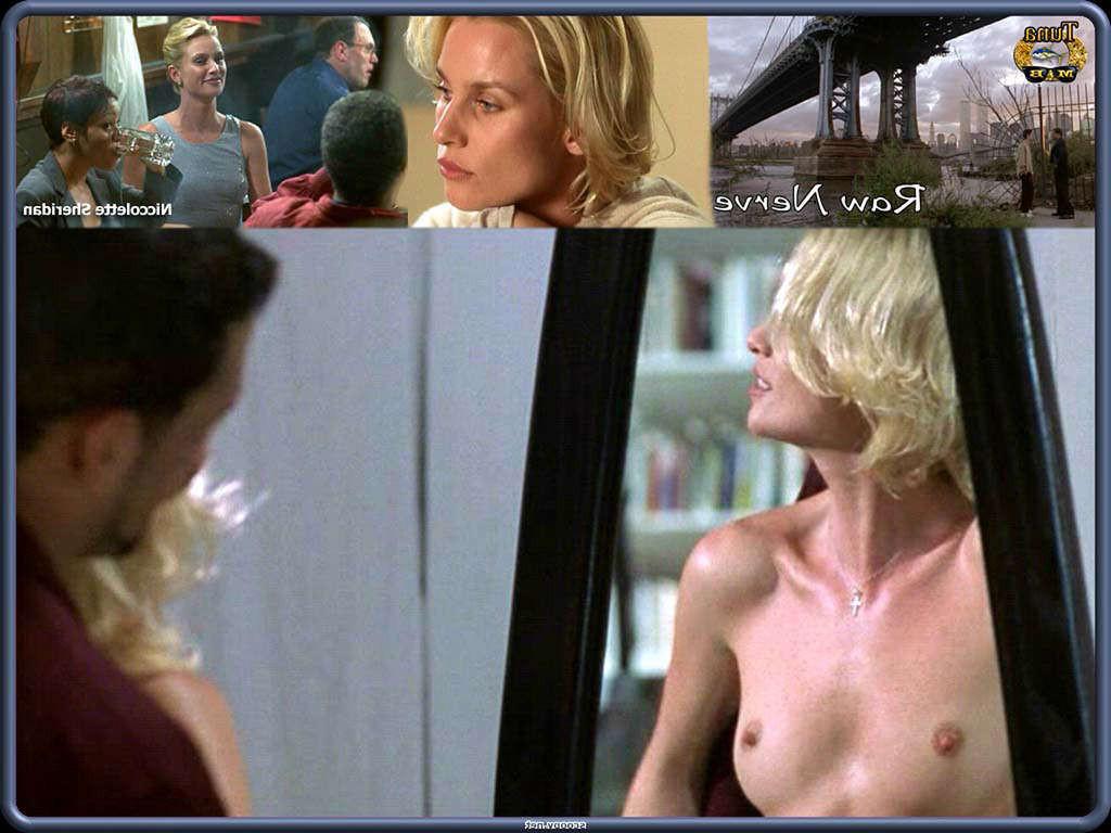16P Nicollette Sheridan pussy slip upskirt in car and topless
