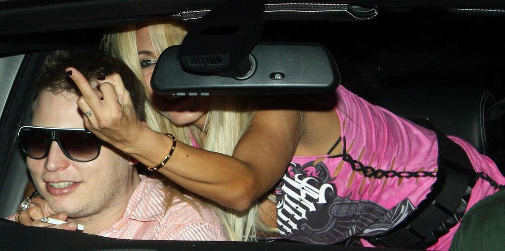 10P Shauna Sand exposing her great ass and panties upskirt in car and on street papa