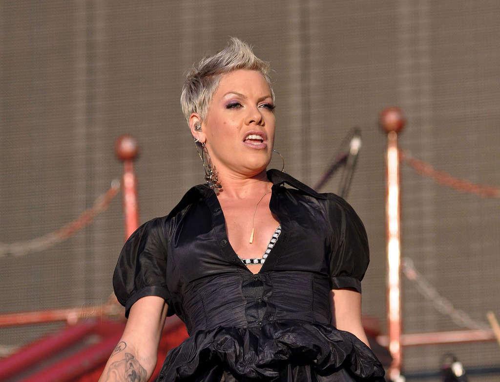 16P Pink in mini dress and fishnet stockings on stage and upskirt in car