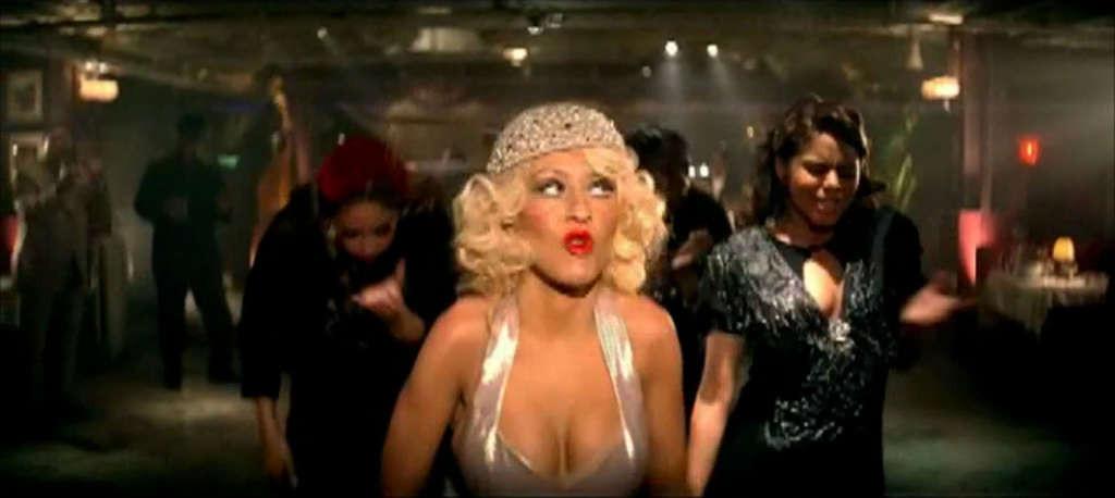 16P Christina Aguilera show her croch upskirt in car and big cleavafe