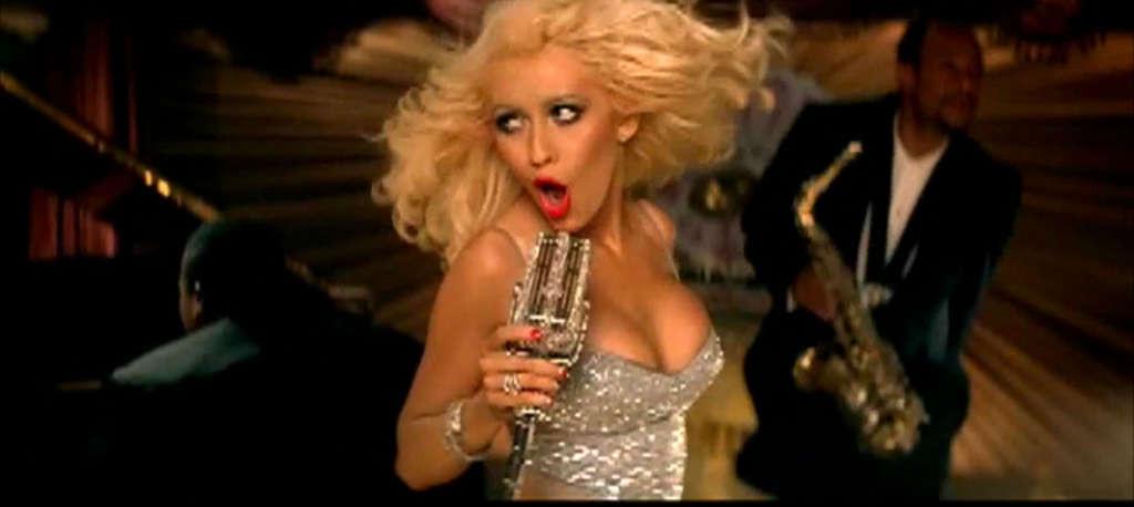 16P Christina Aguilera show her croch upskirt in car and big cleavafe