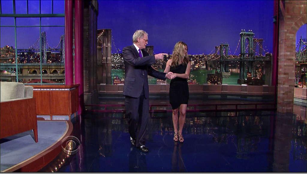16P Jennifer Aniston showing her great legs in mini skirt on tv show