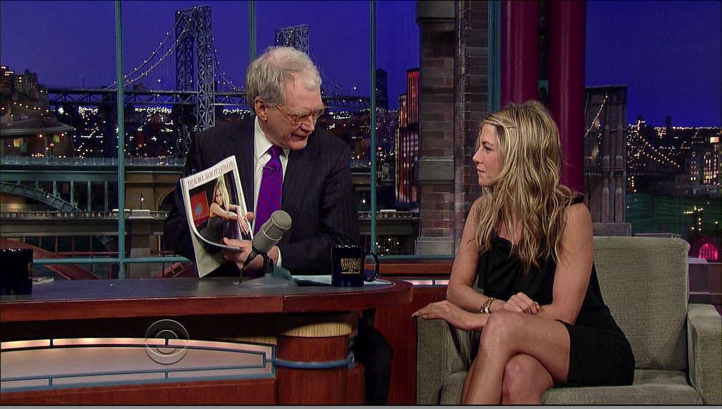16P Jennifer Aniston showing her great legs in mini skirt on tv show