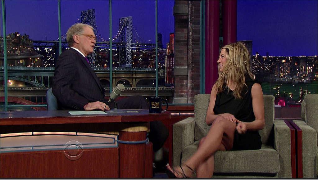 16P Jennifer Aniston showing her great legs in mini skirt on tv show