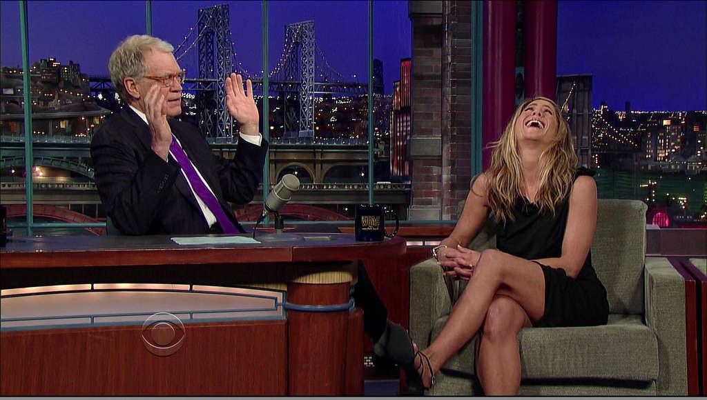 16P Jennifer Aniston showing her great legs in mini skirt on tv show