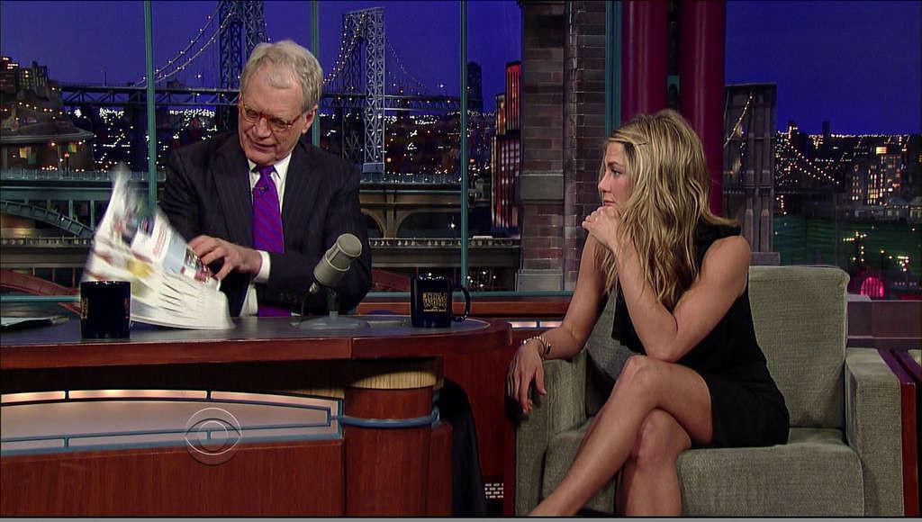 16P Jennifer Aniston showing her great legs in mini skirt on tv show