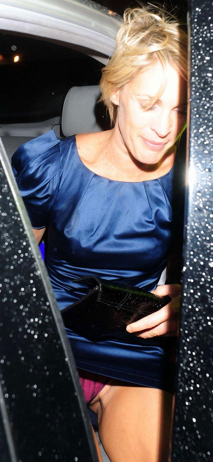 16P Jenni Falconer upskirt in car paparazzi pictures and posing in lingerie