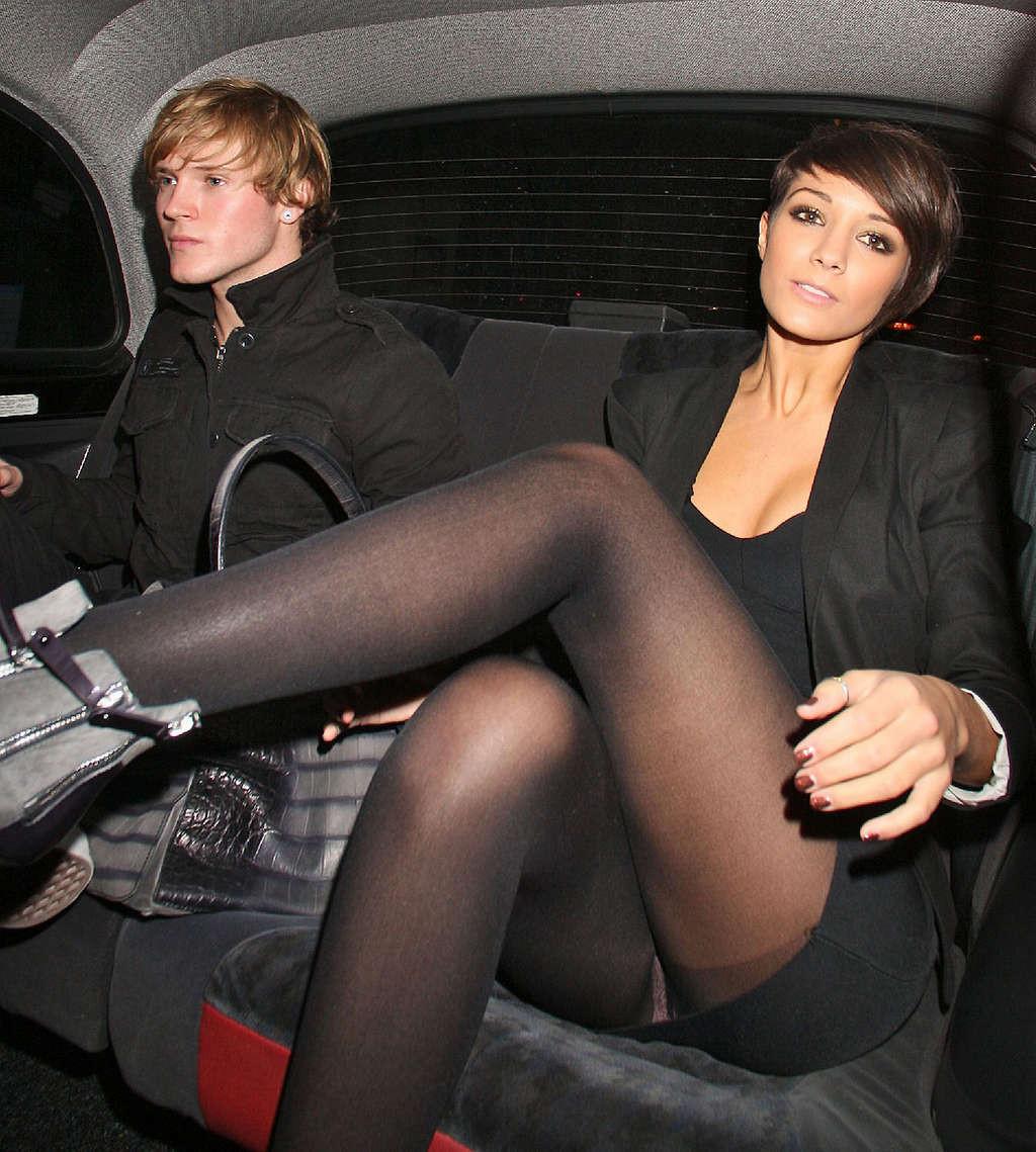 16P Frankie Sandford nipple slip and upskirt in car paparazzi pictures