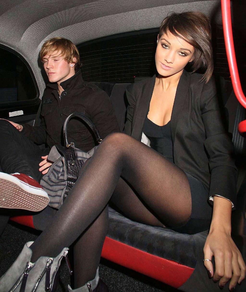 16P Frankie Sandford nipple slip and upskirt in car paparazzi pictures