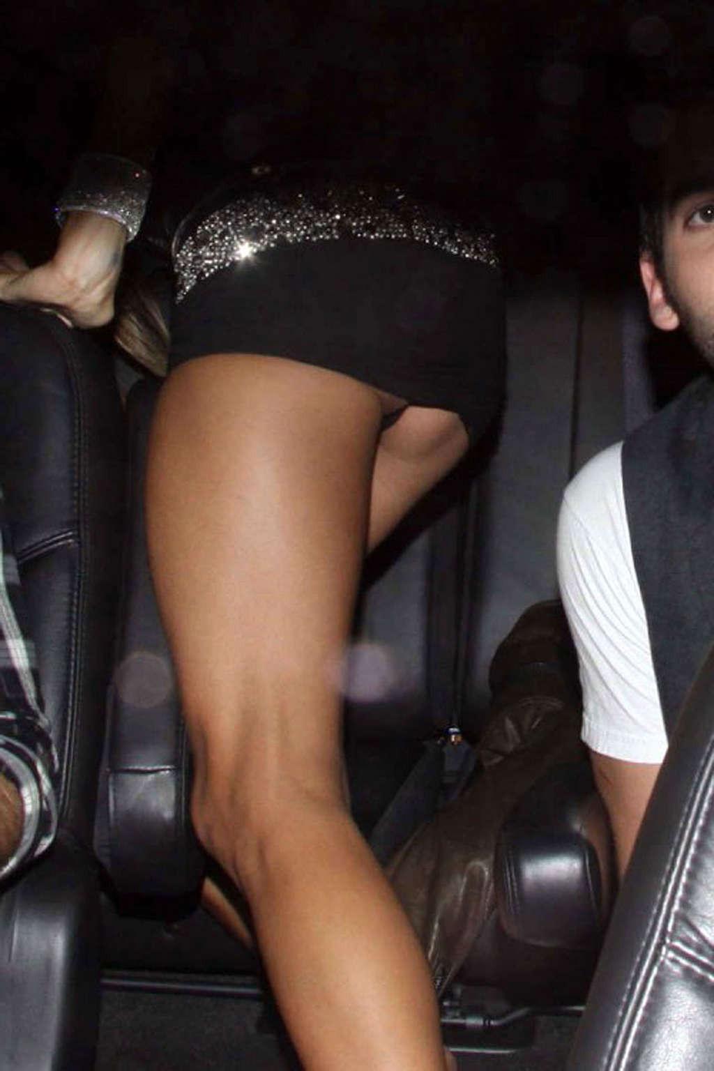 16P Alessandra Ambrosio posing with roller blades and upskirt in car