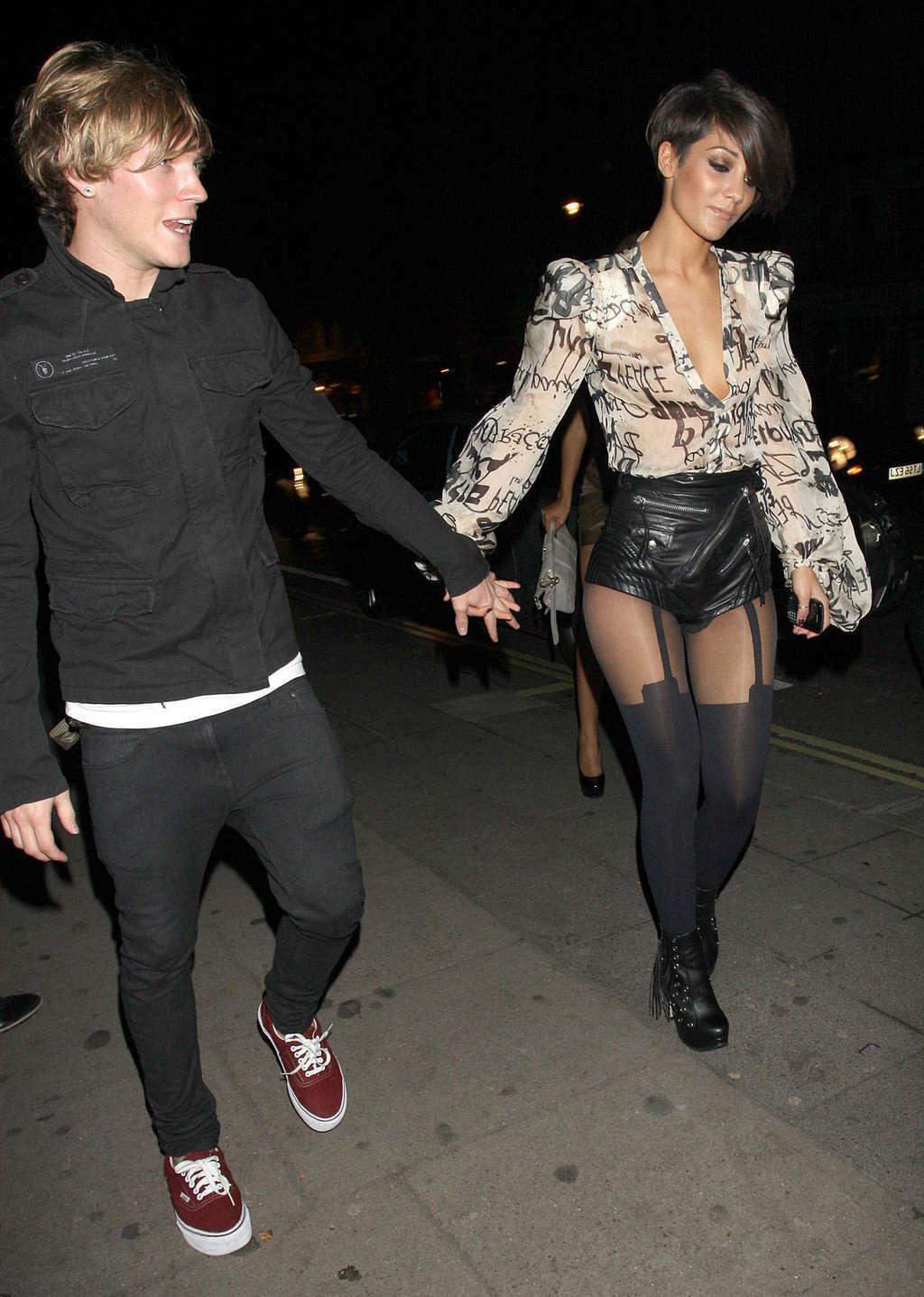 16P Frankie Sandford exposing her panties upskirt in car and sexy stockings