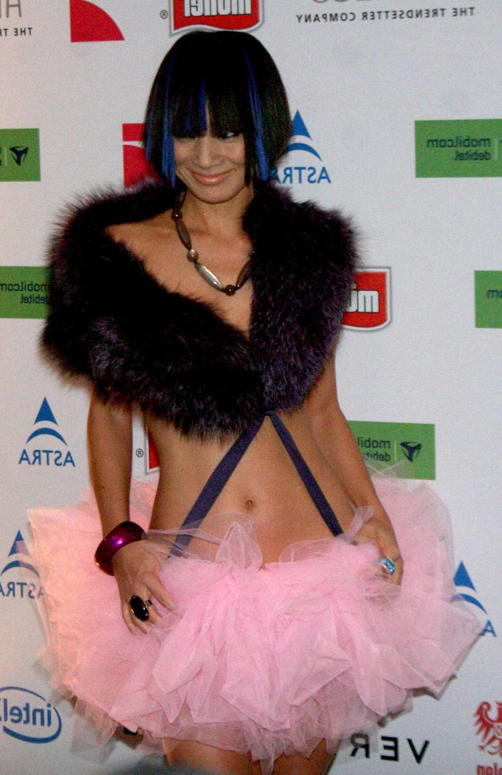 10P Bai Ling nipple slip in public and upskirt in car paparazzi pictures and posing 