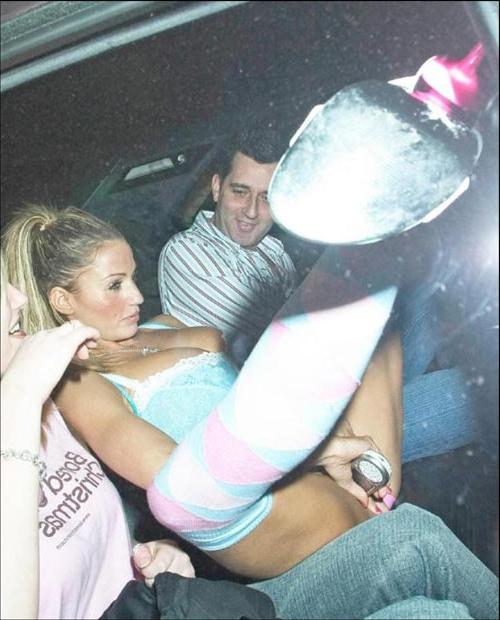 16P Katie Price Jordan showing nice big tits and masturbate in car