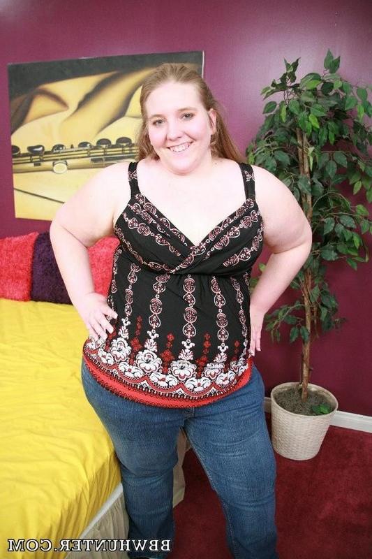 16P Lovely blonde bbw showing off her big tits and belly before taking cock pounding