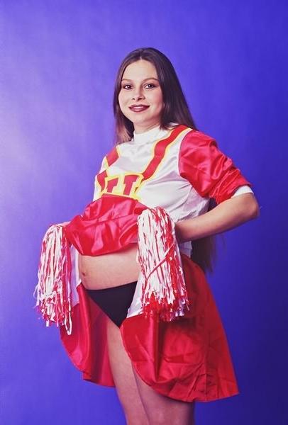 19P Huge belly pregnant slut cheerleader ready to pop