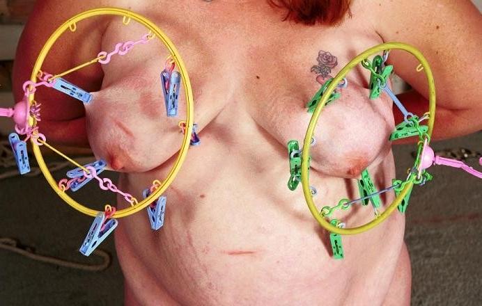 16P Tortured floppy fat tits and belly