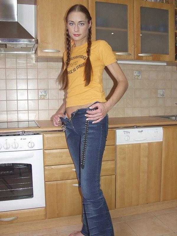 16P Beautiful brunette with pigtails bends her amazing ass over