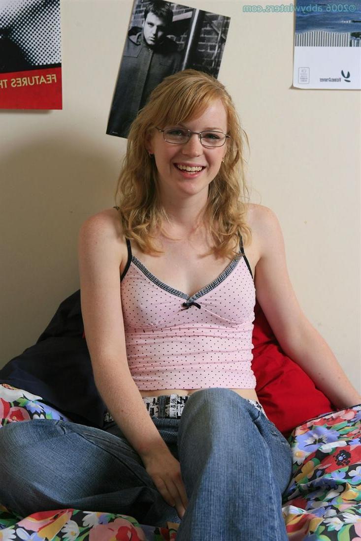 16P Cute redhead amateur wearing glasses shows her orange fur