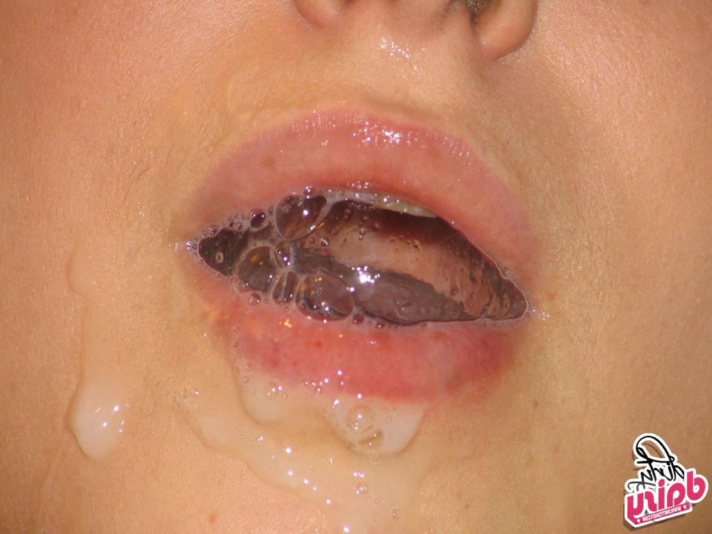15P This cute housewife in a wet t-shirt gets sprayed with cum