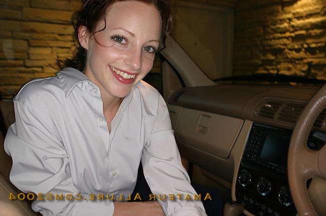 16P sweet brunette blows cock in car and swallows load