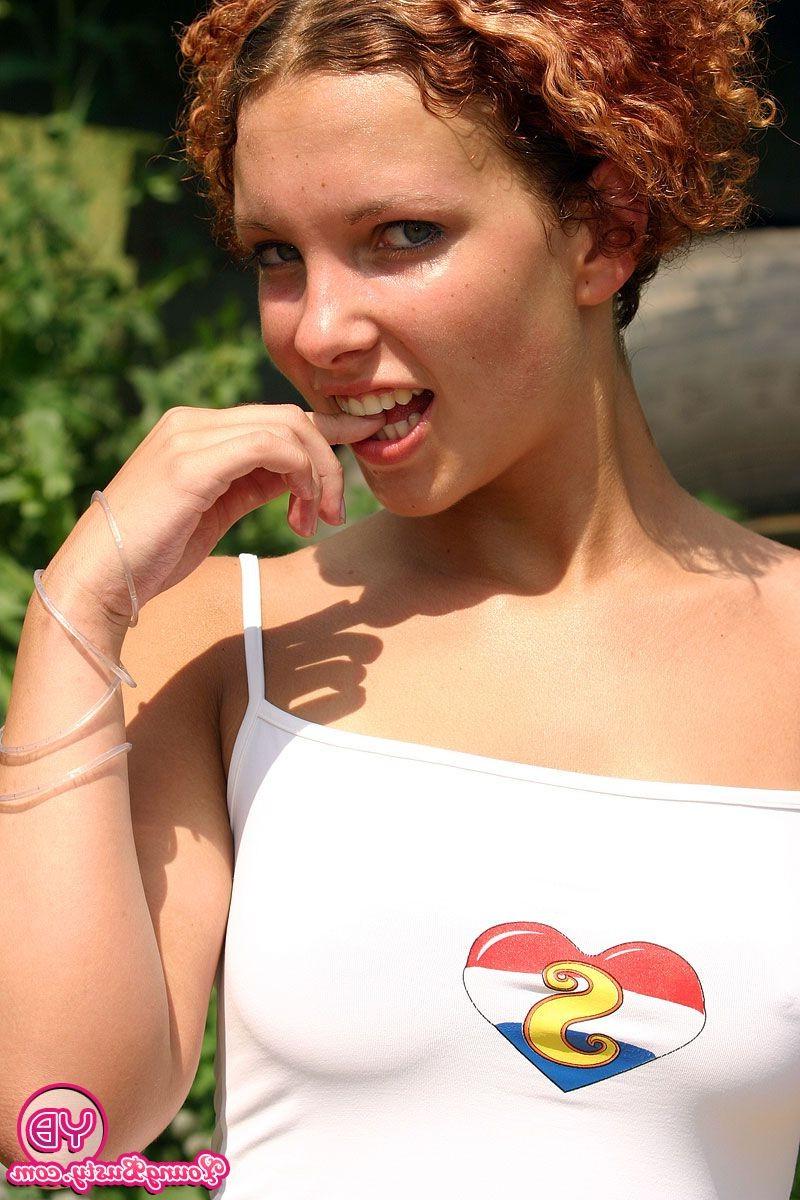 14P Teen redhead with perfect firm tits penetrates her slit with toy