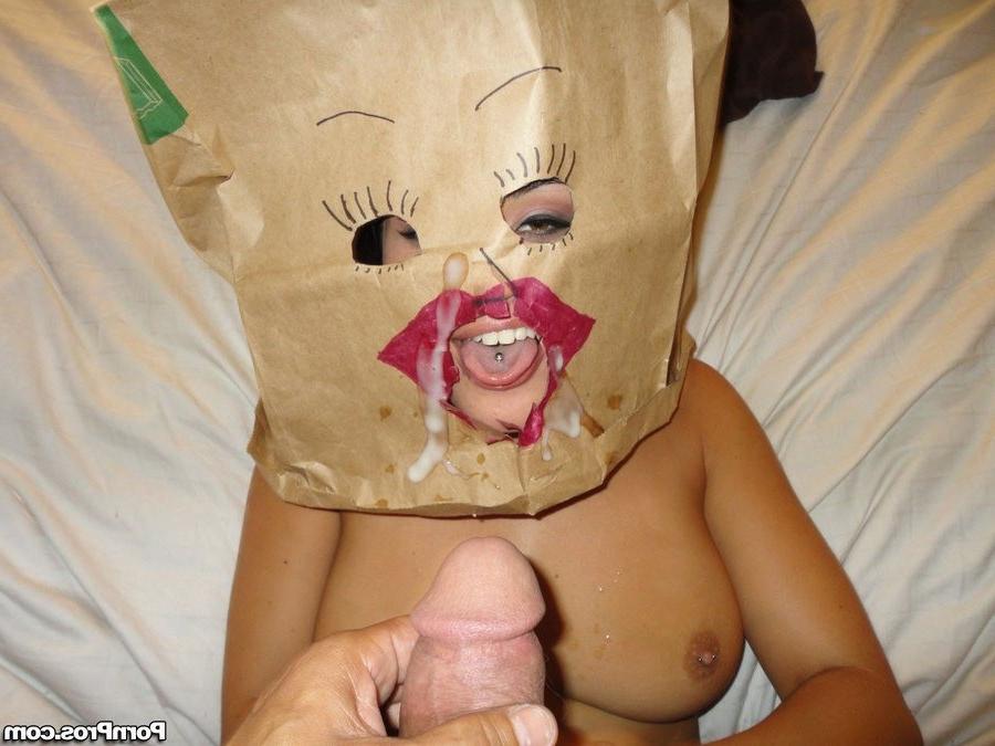 16P Busty chick with a bag over the head gets fucked