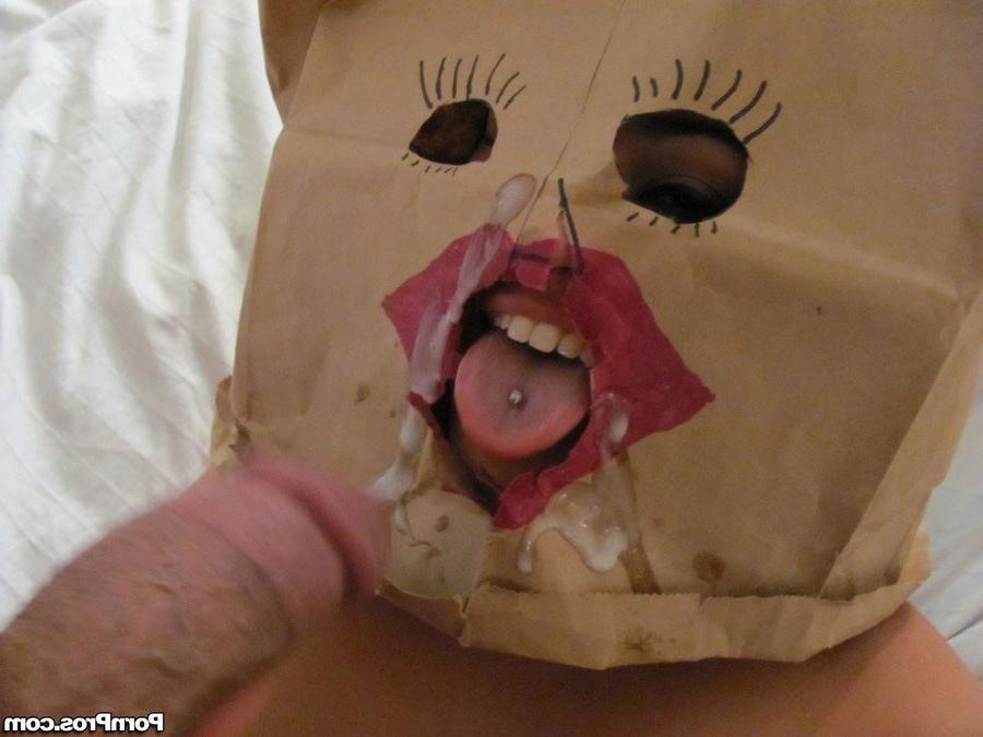 16P Busty chick with a bag over the head gets fucked