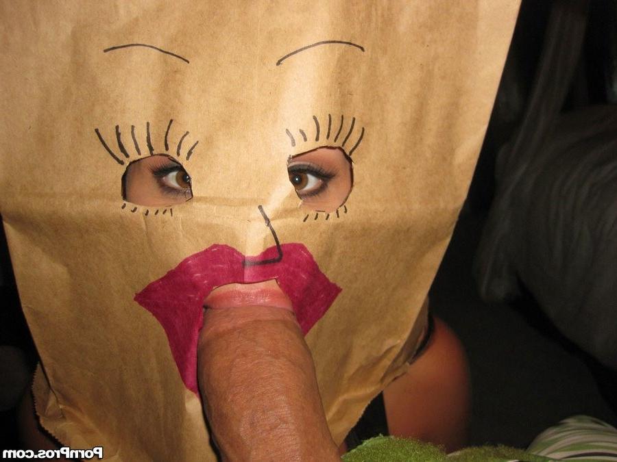 16P Busty chick with a bag over the head gets fucked