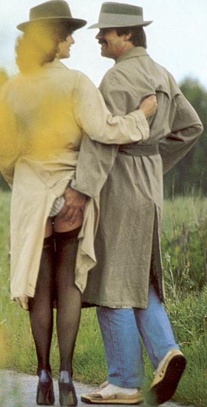 16P Retro couple having some wet sex in the rain