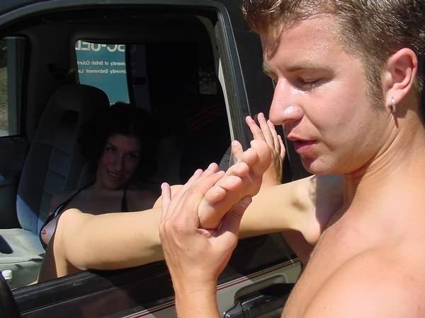 20P Nasty foot knock out of car window