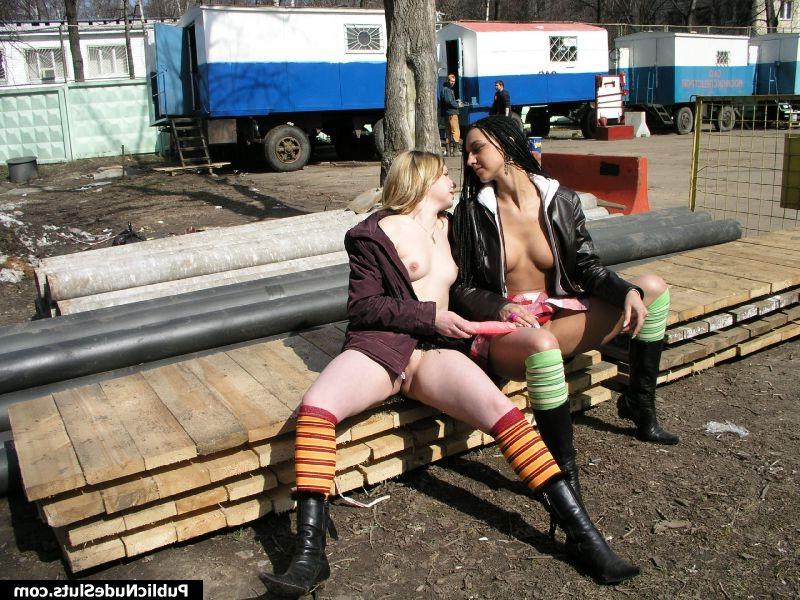 15P Naughty couple of oversexed bunnies playing with a sex toy in public