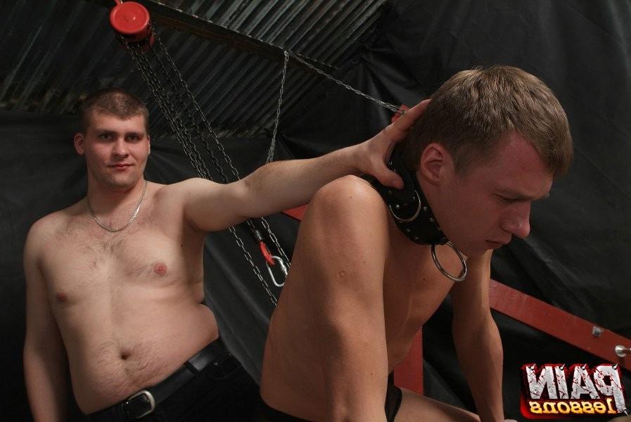 12P Slave in pain gets gagged with a fat meaty cock