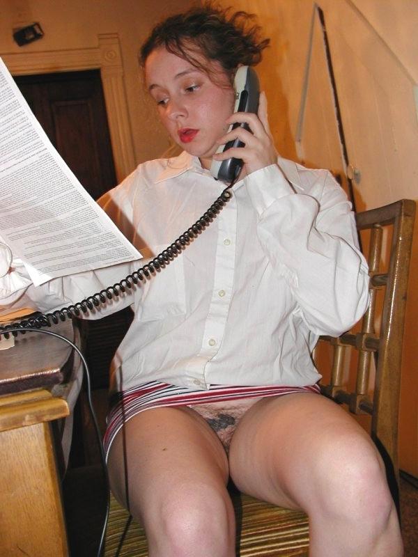 16P Upskirt peeks at hairy pussy office chick caught without panties