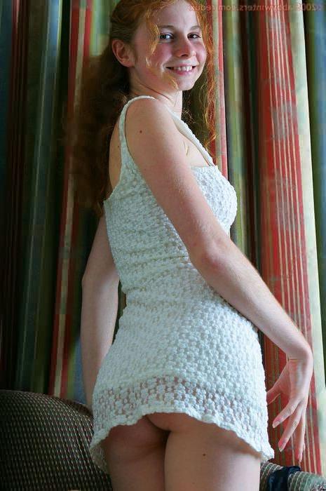 16P Hairy Redhead Cutie Bends Over Sticks And Out Her Bum