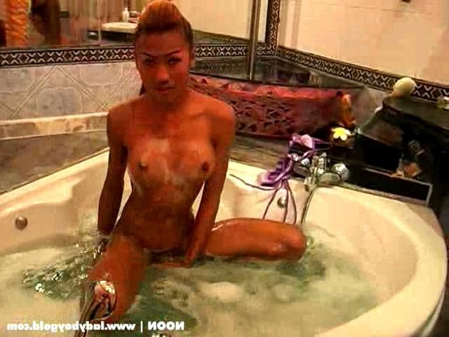 16P Horny Thai Shemale Strokes Her Hard Rock Cock