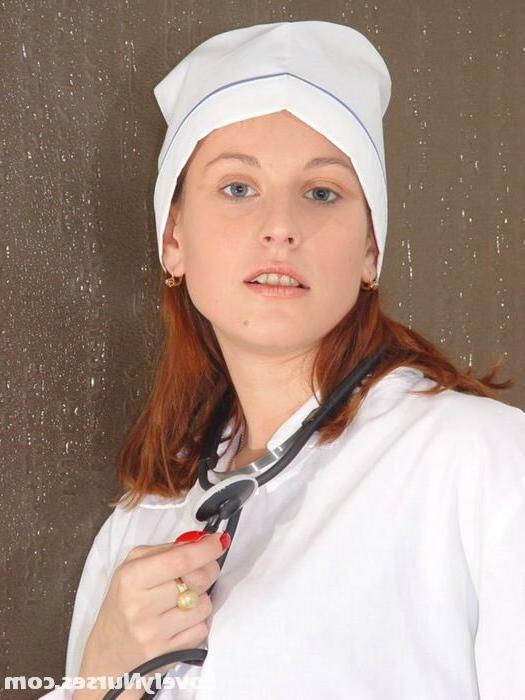 15P Cute nurse Angelica showing her black lingerie