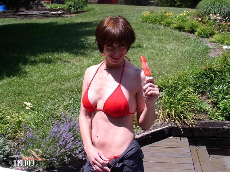 16P Big tits housewife sucking cock on a backyard