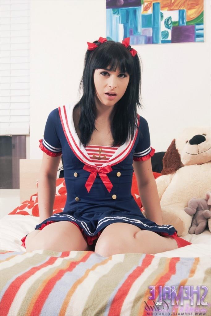 12P Cute teen transsexual fucking her asshole with a toy