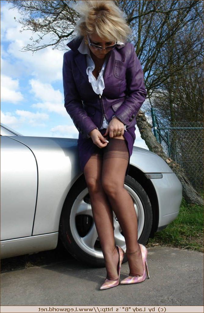 12P Busty german stocking lady Barbara with hot car