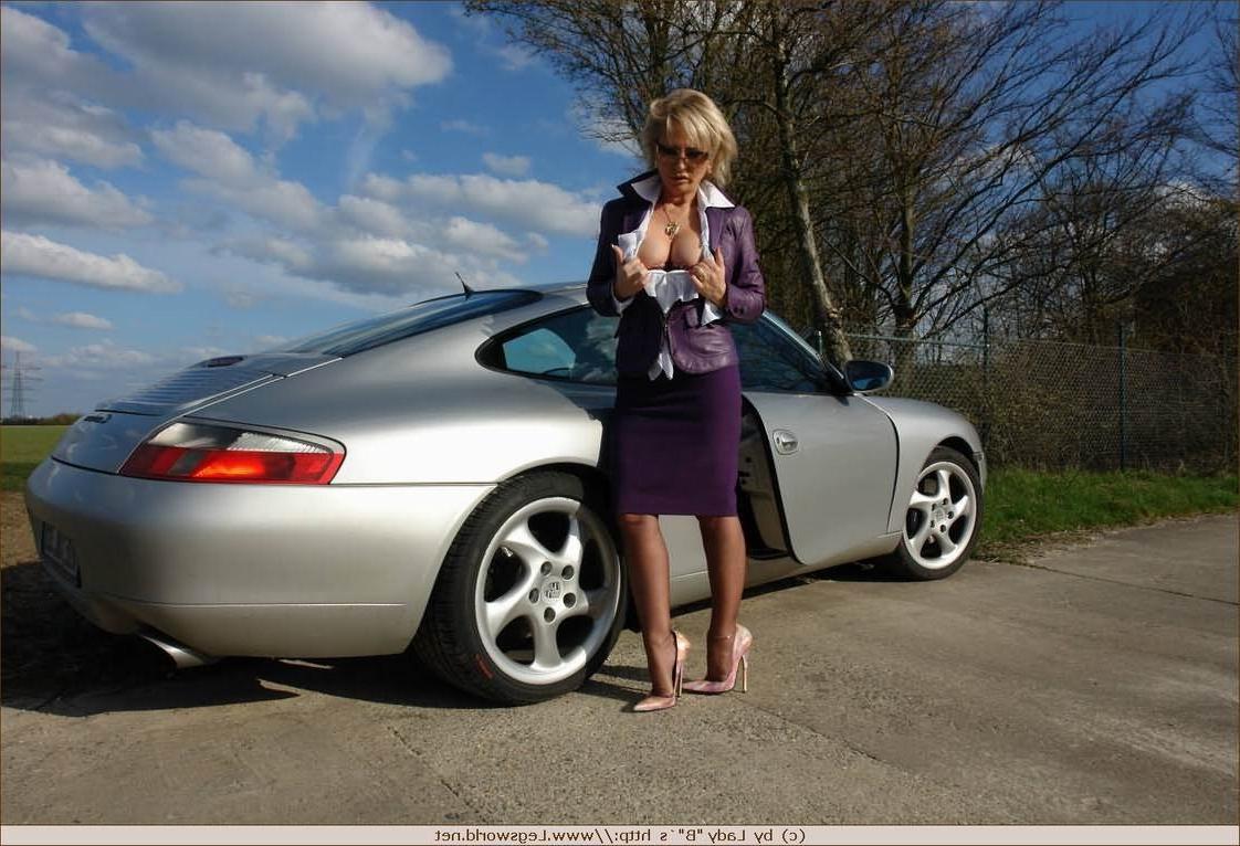 12P Busty german stocking lady Barbara with hot car