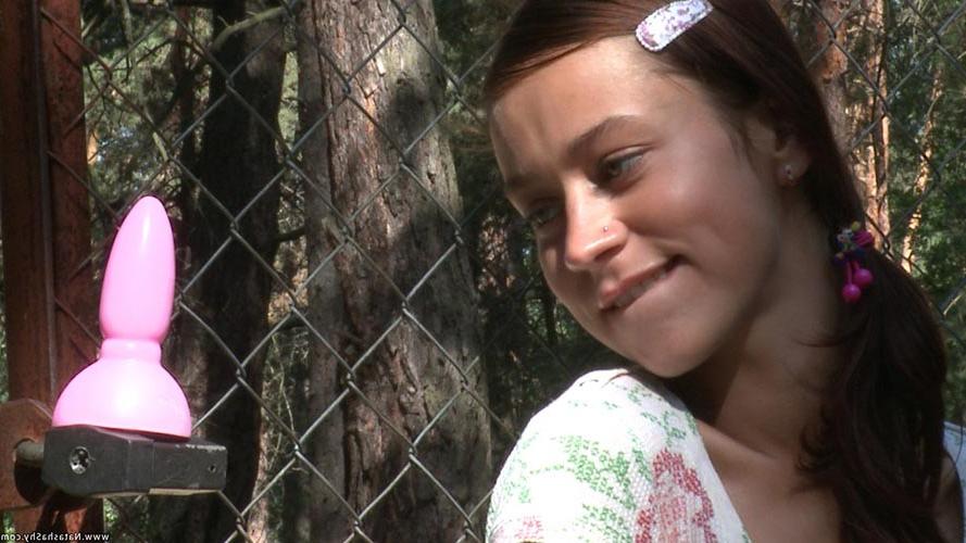 17P Beautiful Natasha Shy stripping and toying herself in the woods