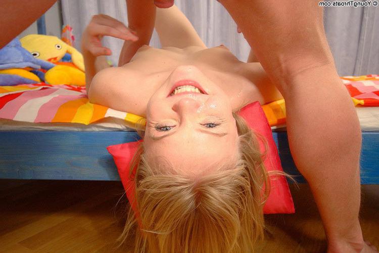 17P Shy young blonde lady enjoying her first deep throat