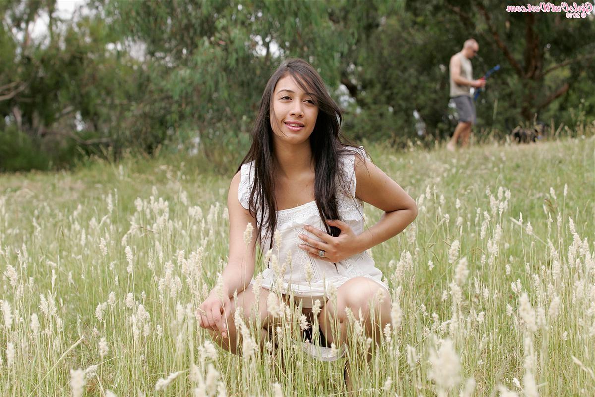 16P Beautiful Australian amateur teen getting naked outdoors