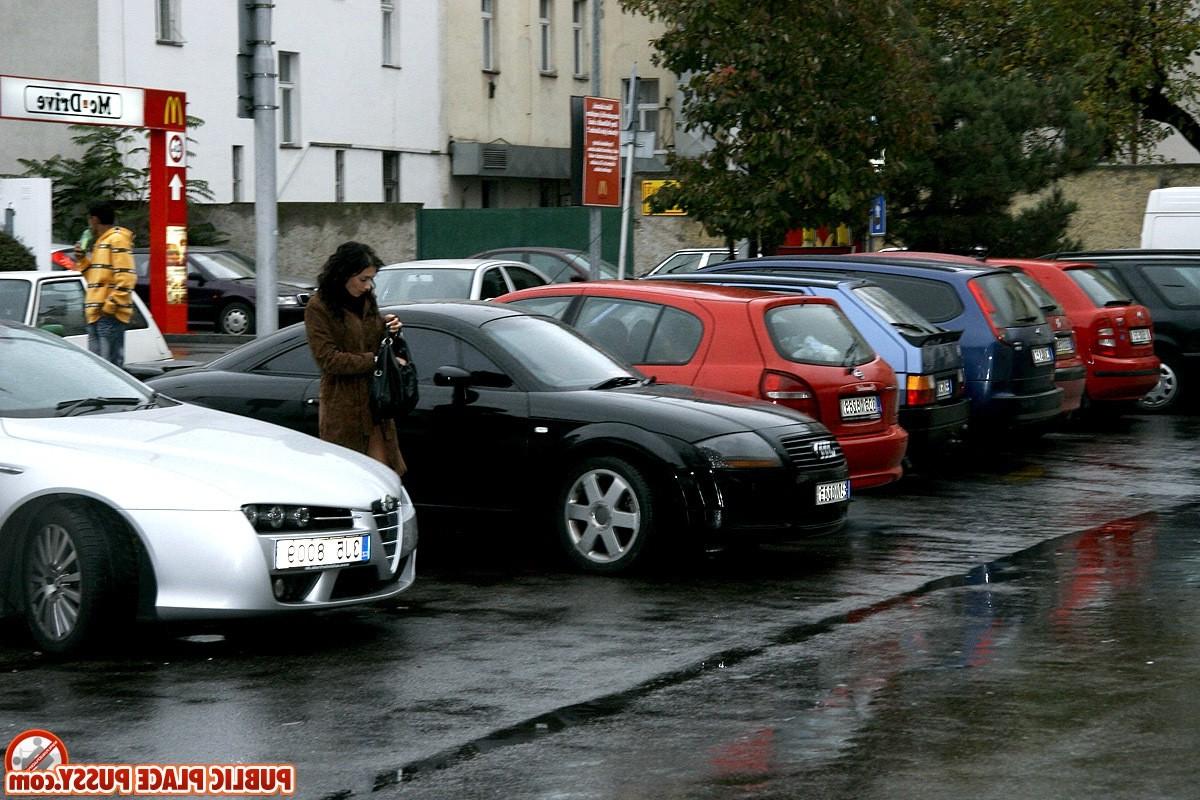 14P Sexy willing brunette is sucking his erect dick in public