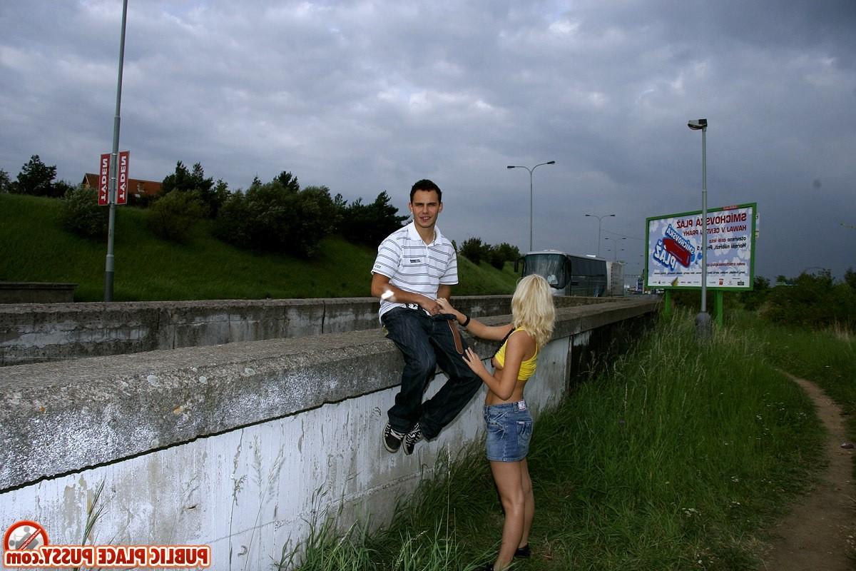 14P Crazy young blonde teen is having cock fun in public places