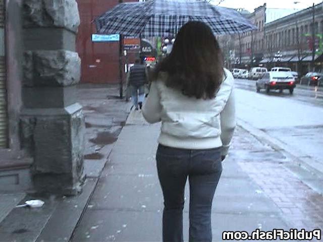 16P naughty chick flashes her dirty parts all over town