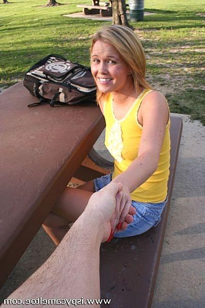 18P Blonde slides her pink bottoms up her shaved smooth camel toe