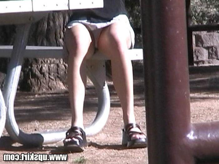 16P Sneaky Upskirt Crotch Shot Closeups Caught By Spy Cam in Park