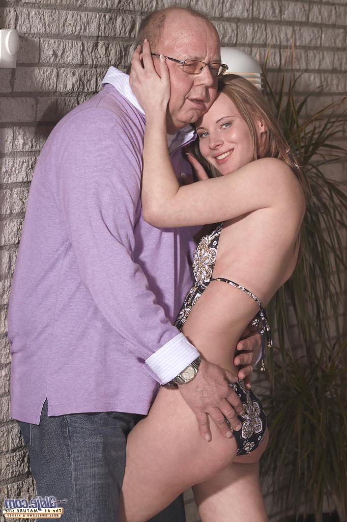 16P Gorgeous teen dives under grandpa's beer belly for a heavenly blowjob