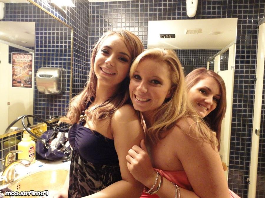 16P Ashley Jane and her friends all over a stripper